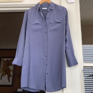 EQUIPMENT Rémy Utility Silk Steal Blue Dress XS